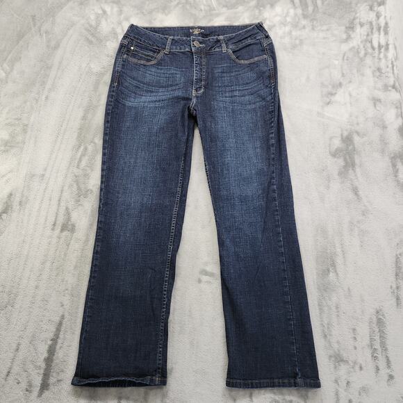 Lee Riders Jeans Women's Size 14P Blue Dark Wash Midrise Straight Leg Stretch - Picture 1 of 12